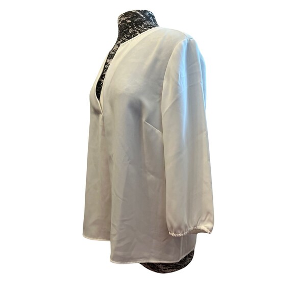 J Jill Wearever Tunic Top White V-Neck Long Sleeve Side Vents Flowy Career L - Picture 8 of 15